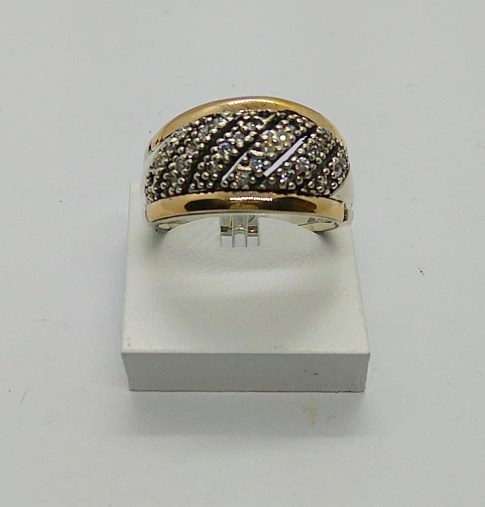 Anillo plata y oro con zirconias